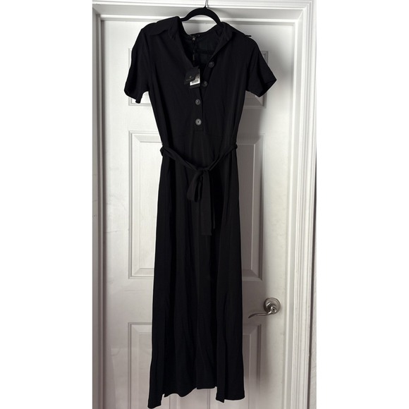 NWT Massimo Dutti Women's XS X-small 0/2 Kadin Button Up Shirt Dress Black - Picture 3 of 10